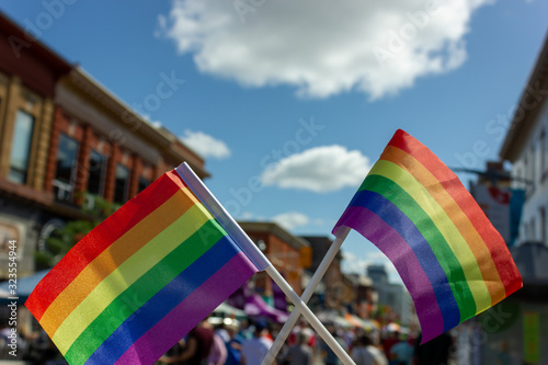 lgbtq flags on Ottawa pride festival in Canada