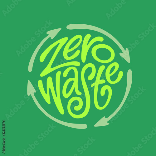 Zero waste handwritten typography. Vector illustration.