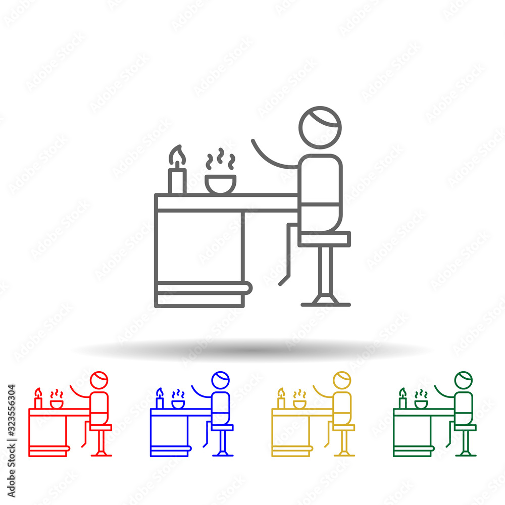 Dining, people, restaurant multi color style icon. Simple thin line, outline vector of Restaurant icons for ui and ux, website or mobile application