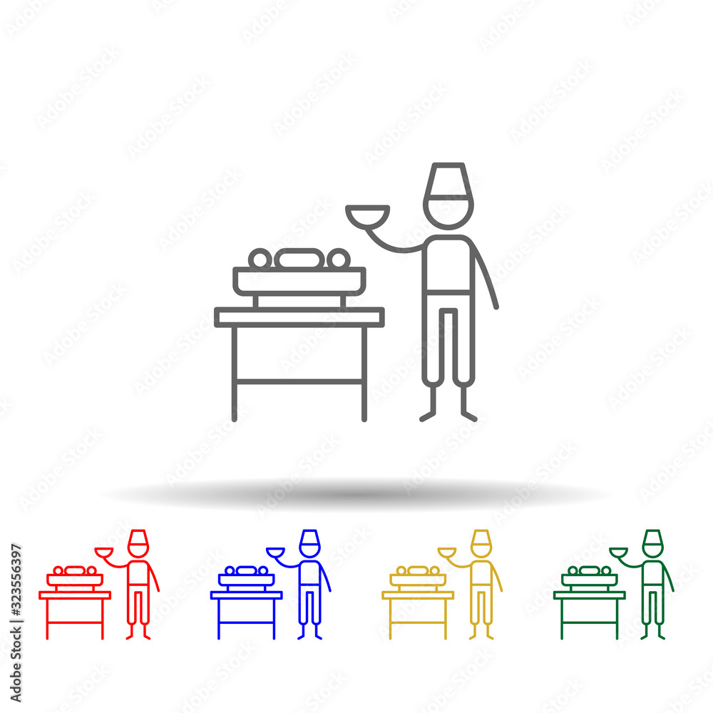Bbq, chef, restaurant multi color style icon. Simple thin line, outline vector of Restaurant icons for ui and ux, website or mobile application Bbq, chef, restaurant multi color style icon. Simple thin line, outline vector of Restaurant icons for ui and ux, website or mobile application