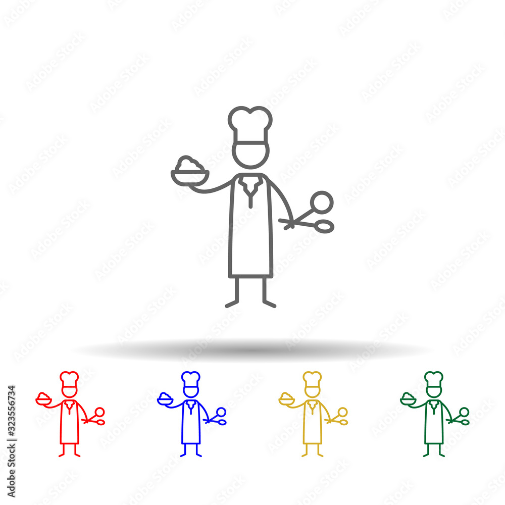 Chef, spoons, restaurant multi color style icon. Simple thin line, outline vector of Restaurant icons for ui and ux, website or mobile application Chef, spoons, restaurant multi color style icon. Simple thin line, outline vector of Restaurant icons for ui and ux, website or mobile application