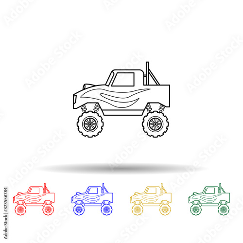 Bigfoot car multi color style icon. Simple thin line, outline vector of bigfoot car icons for ui and ux, website or mobile application