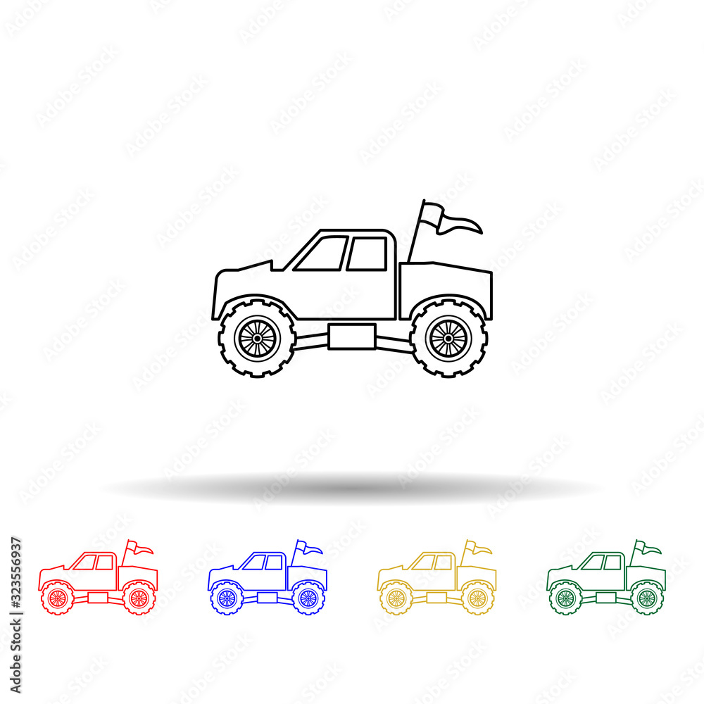 Bigfoot car multi color style icon. Simple thin line, outline vector of bigfoot car icons for ui and ux, website or mobile application