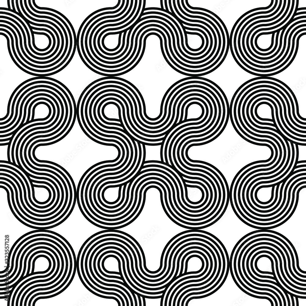 Black and white geometric impossible pattern background. Abstract line art. Vector for greeting cards, cover, flyer, wallpaper, fabric print, design creative object. Ornament design, repeating tiles