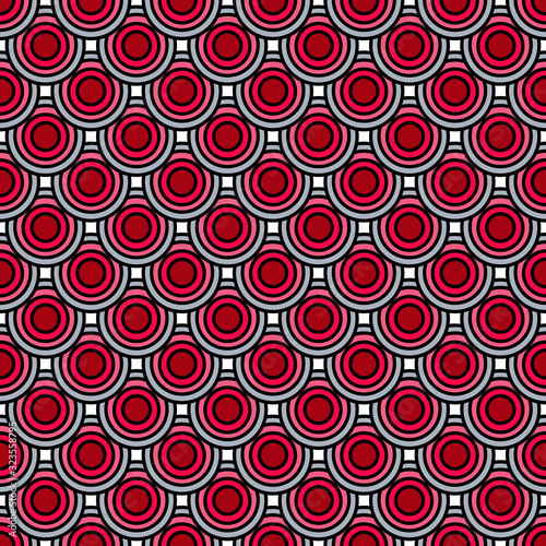 Rounds, circles geometric abstract red color background. Fashionable trendy seamless pattern
