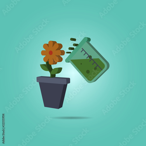 Chemical experience with a flower isometric icon. Simple color vector of science icons for ui and ux, website or mobile application