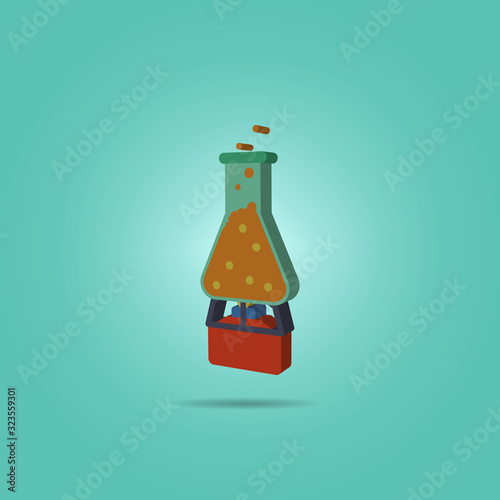 Heating of chemical fluid isometric icon. Simple color vector of science icons for ui and ux, website or mobile application