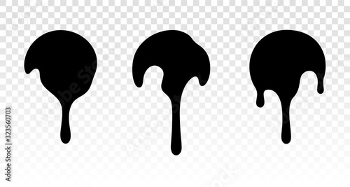 Dripping chocolate. Melting ice cream. Current paint, stains. Current drops. Current inks. Paint dripping. Dripping liquid. Paint flows. Vector illustration.