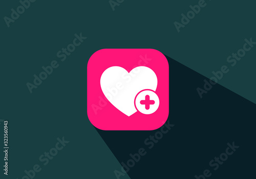 Favorites icon with plus symbol. Favorite icon, heart add plus sign, bookmark symbol, button