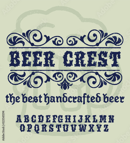 Brewery vintage alphabet font. Custom handwritten alphabet. Retro textured hand drawn typeface with grunge effect. Vector illustration. Letters and Numbers. Original Design