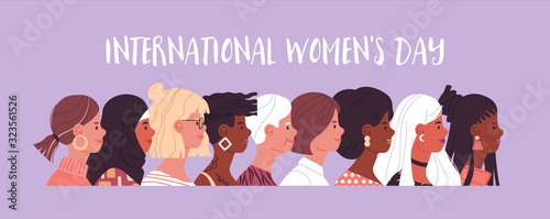 Women's day diverse women cartoon banner
