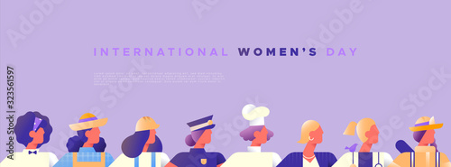 Women's day template of diverse female jobs