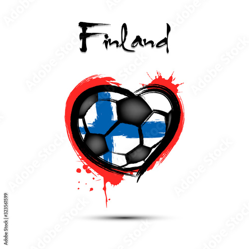 Soccer ball shaped as a heart in color of Finland flag
