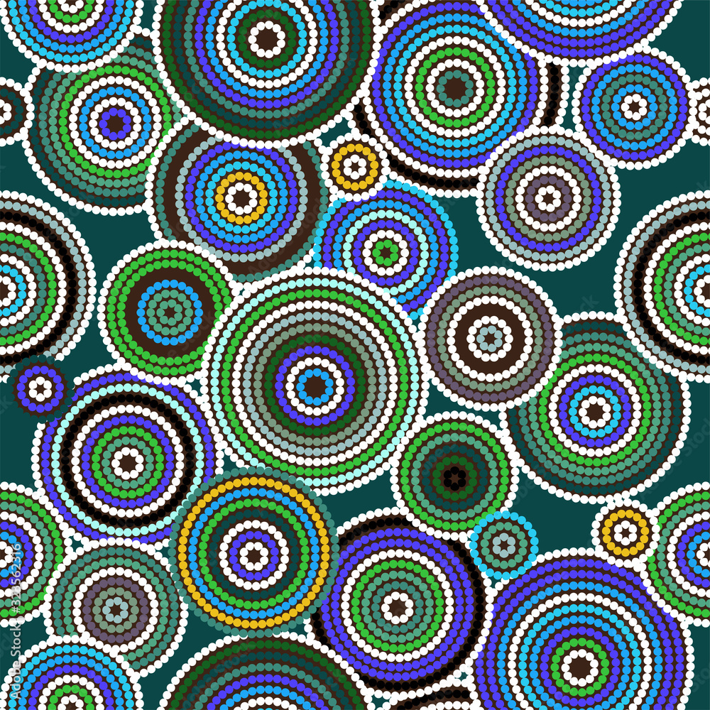 Fotografie Aboriginal art vector seamless background