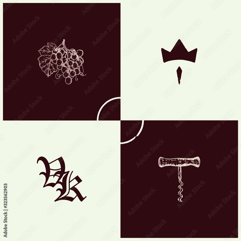 Obraz premium Set of winery illustration design elements that will fit for logo, identity, or prints.