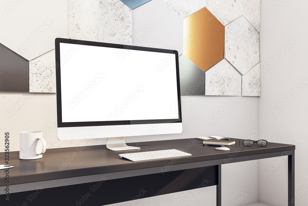 Fototapeta premium Contemporary office workplace with computer