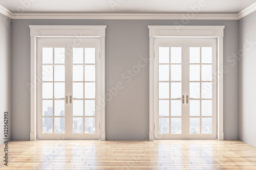 Two white door in classic interior