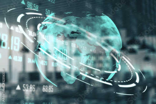 Wallpaper Mural Abstract globe with digital business interface. Torontodigital.ca