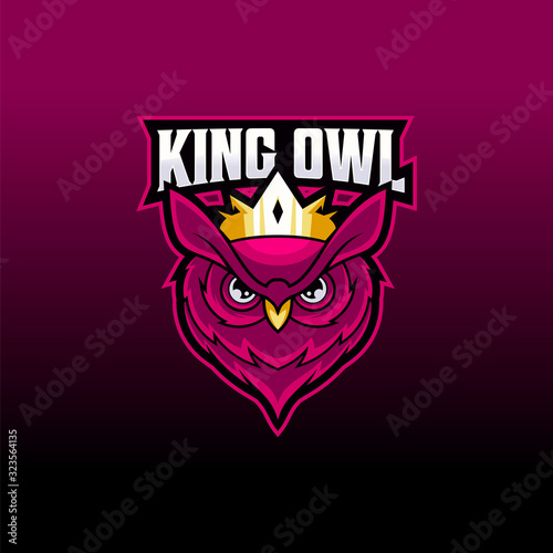 King owl esport logo design for gaming club. Owl logo.