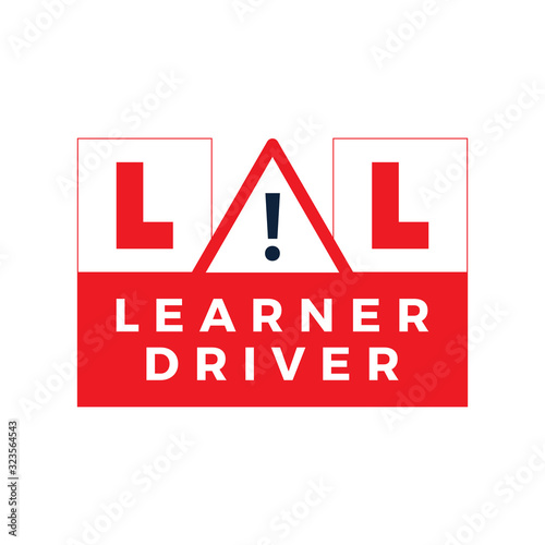 Letter L learner driver plate icon. cartoon flat style trend modern driving school logotype graphic art design element. concept of badge for vehicle control education or exam or learning for chauffeur