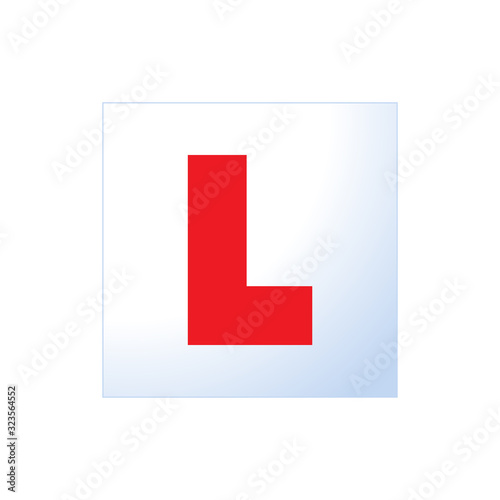 Letter L learner driver plate icon. cartoon flat style trend modern driving school logotype graphic art design element. concept of badge for vehicle control education or exam or learning for chauffeur