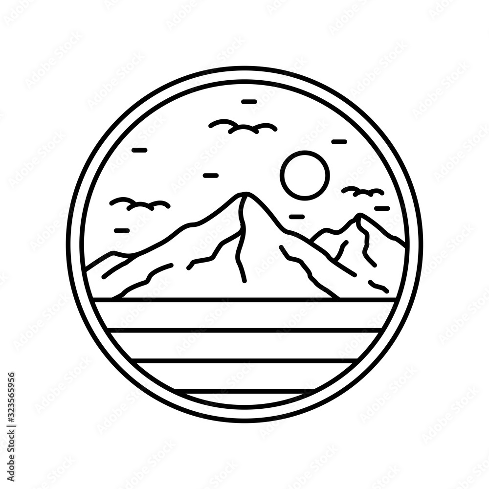 simple logo badge mountain design, for t-shirt prints, patches, emblems, posters, badges and labels and other uses simple logo badge mountain design, for t-shirt prints, patches, emblems, posters, badges and labels and other uses