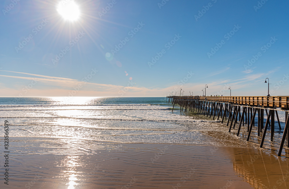 View of the famous Pismo Beach pier in California