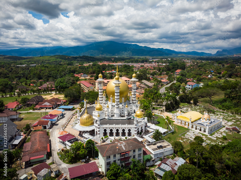 Aerial view of Masjid Ubudiah, Kuala Kangsar, Perak