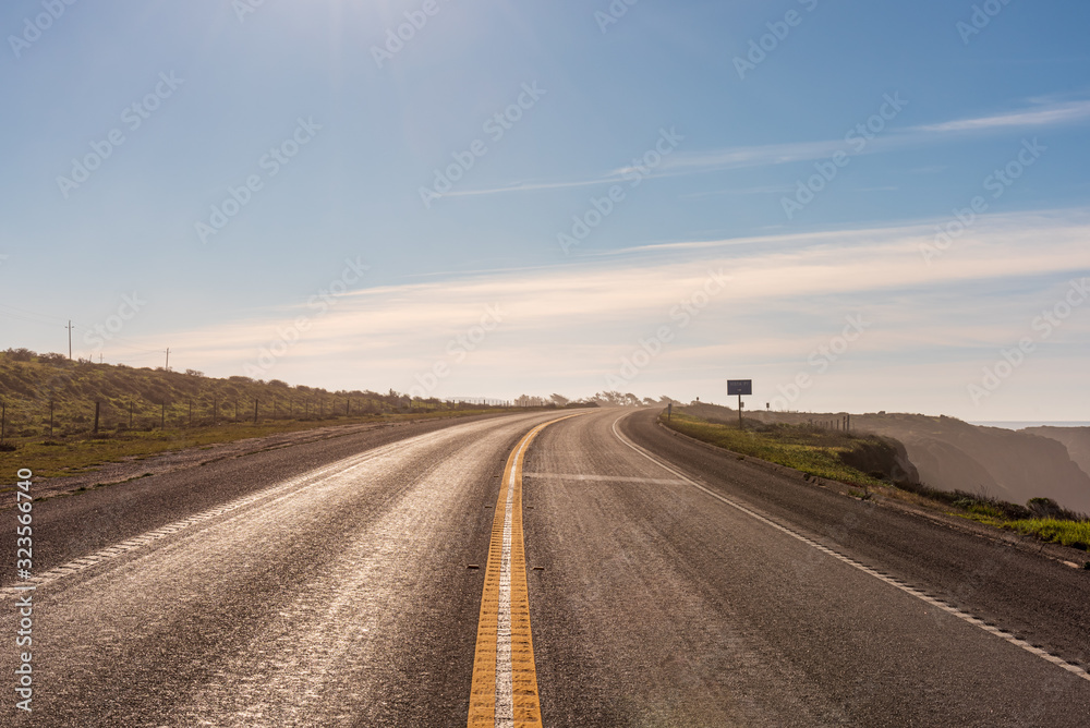 View of an empty road in California