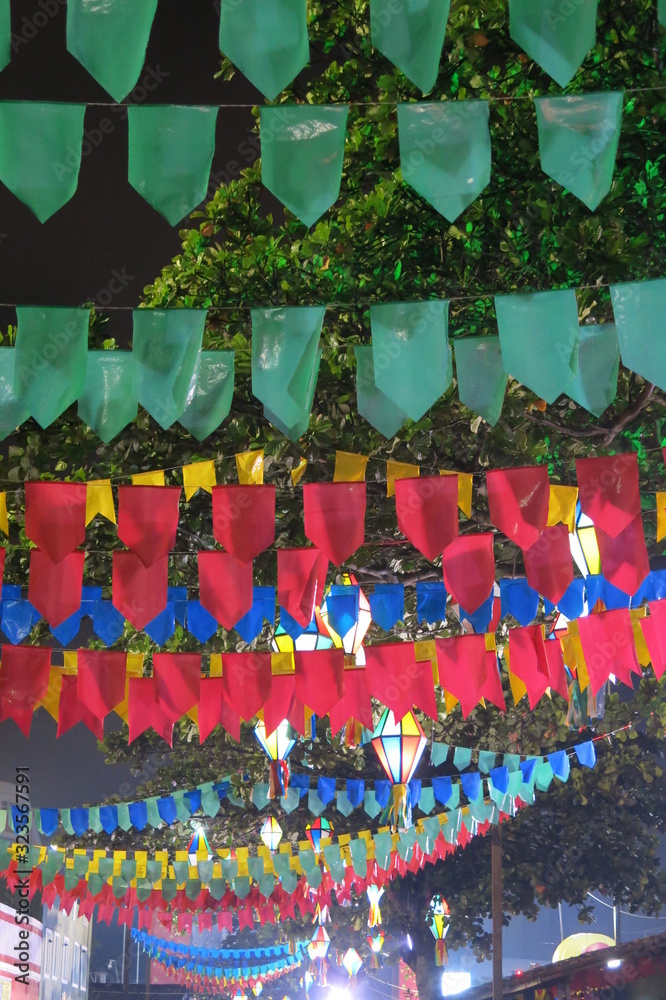 Details of the decoration of the June festivals in Caruaru, northeastern Brazil.
