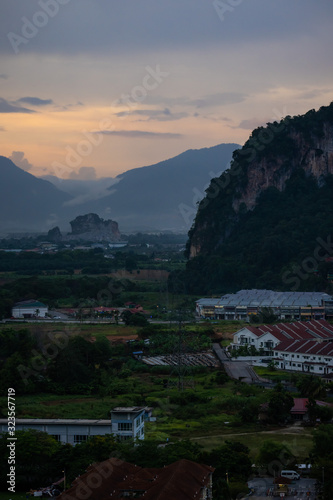 Scenic view of Ipoh town with Mountains lansdcapes