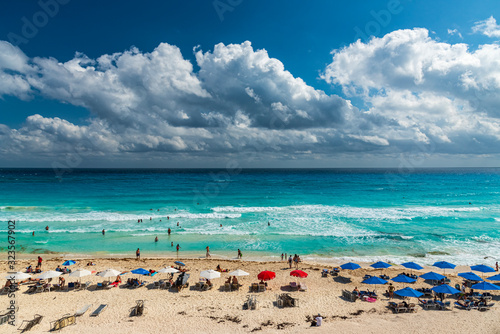 Aerial view of Cancun beach