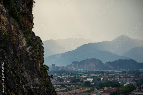 Scenic view of Ipoh town with Mountains lansdcapes photo