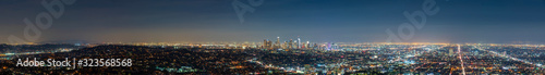 Scenic view of Los Angeles downtown at night from the Griffith Observatory