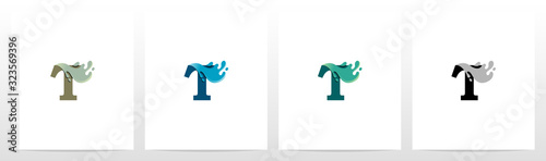 Water Coming Out From Letter Logo Design T