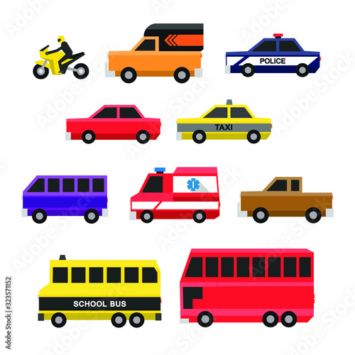 Set of car isolated vector
