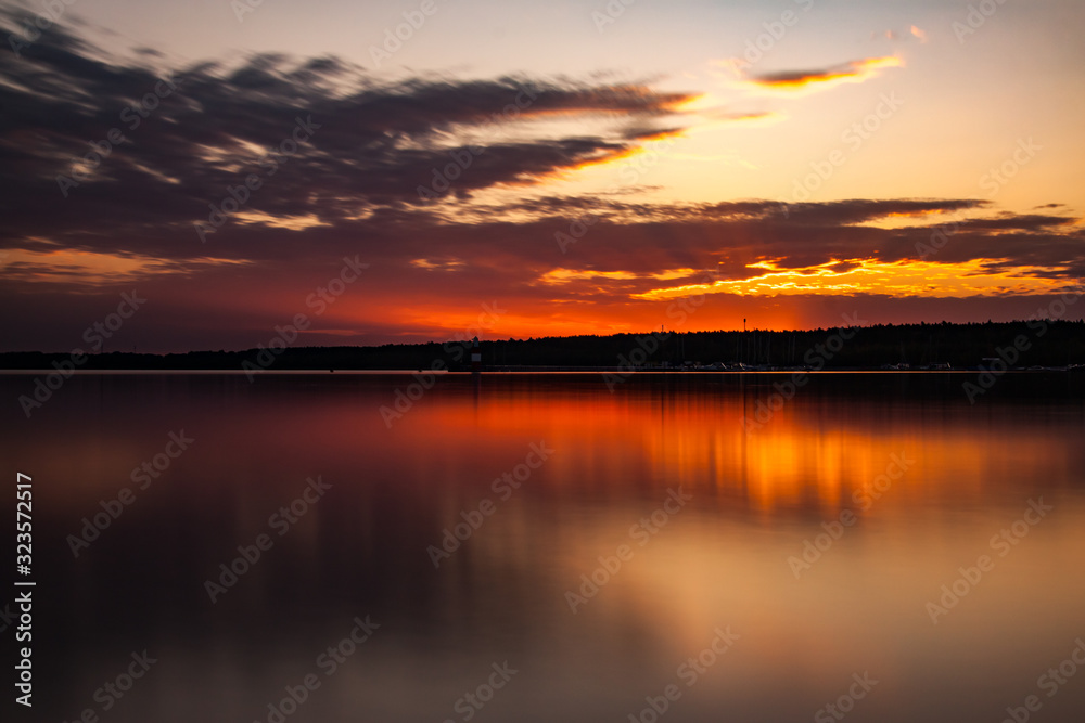 lake Bärwald at sunset