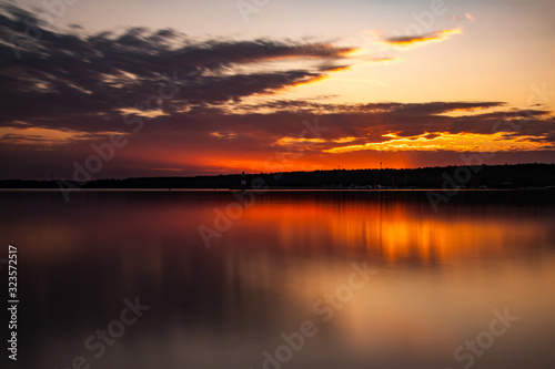 lake Bärwald at sunset