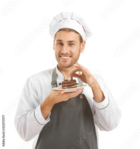 Smiling male chef in white ...