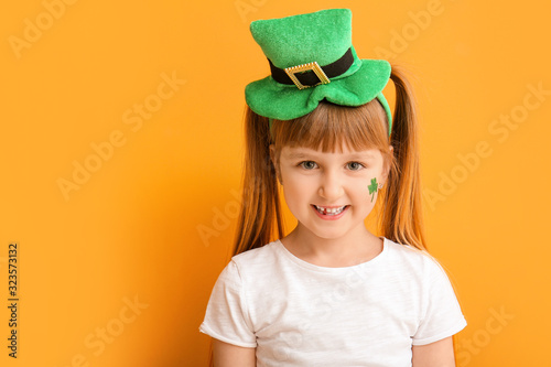 Funny little girl on color ...