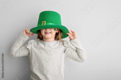 Funny little girl on white ...