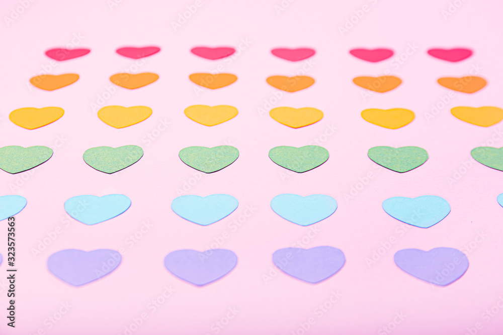 Many hearts on color background. LGBT concept Many hearts on color background. LGBT concept