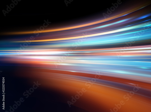 Fototapeta Naklejka Na Ścianę i Meble -  Light speed zoom travel in Deep space  background 3d technology illustration.