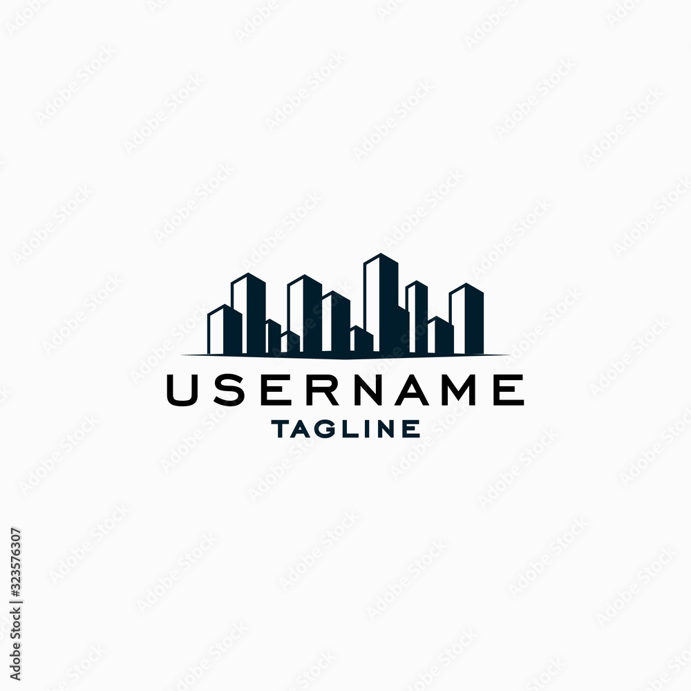 city skyline logo design inspiration . city skyline logo design tempalte . appartement real estate logo vector template