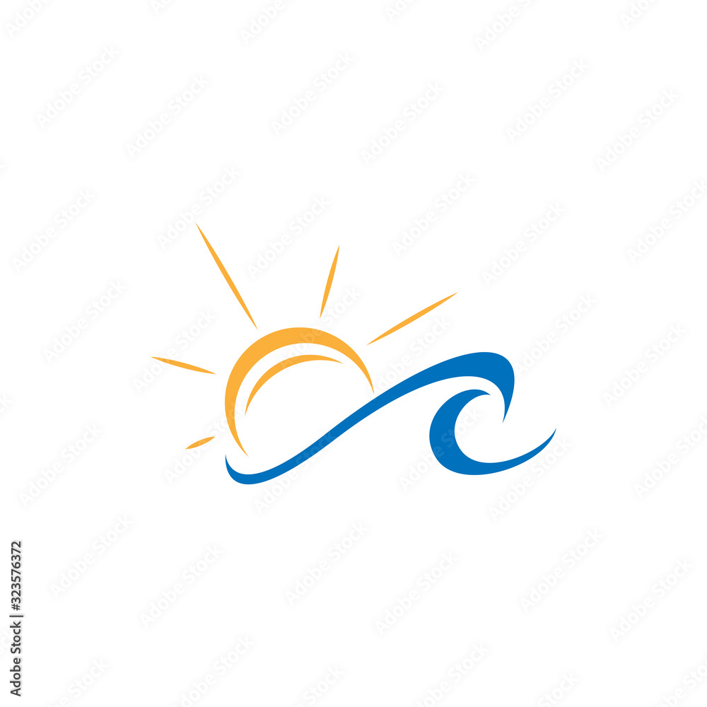 Obraz premium sun wave and sea vector