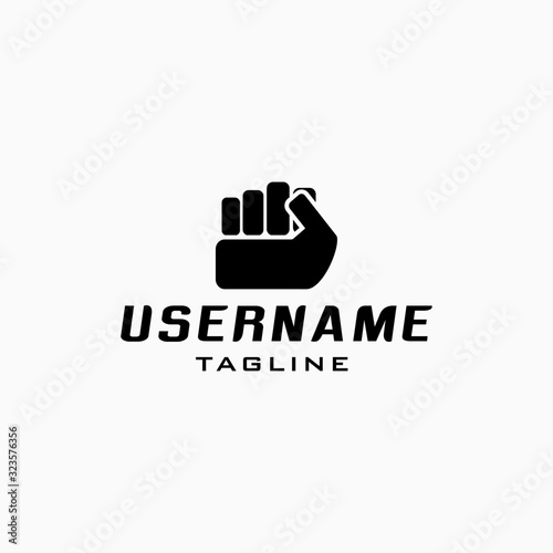 clench hand logo design inspiration . simple cleched had logo design template . black logo