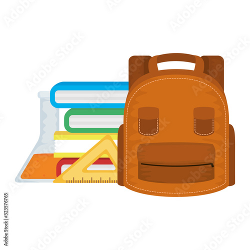 schoolbag with books and supplies