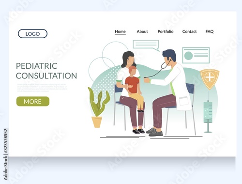 Pediatric consultation vector website landing page design template