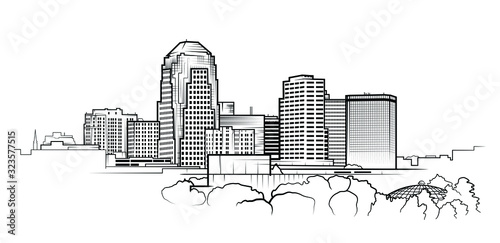 Shreveport, Louisiana Vector Line Art