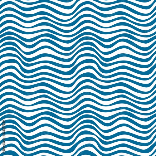 Wavy striped seamless background. Blue on white. Simple vector repeating seamless abstract surface design for web, print, decor and scrapbooking.